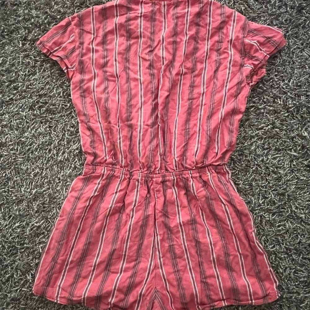 Abercrombie Kids Girls Striped Tie Front Romper Size 11 12 Pink Rust Boho Summer - Picture 6 of 6